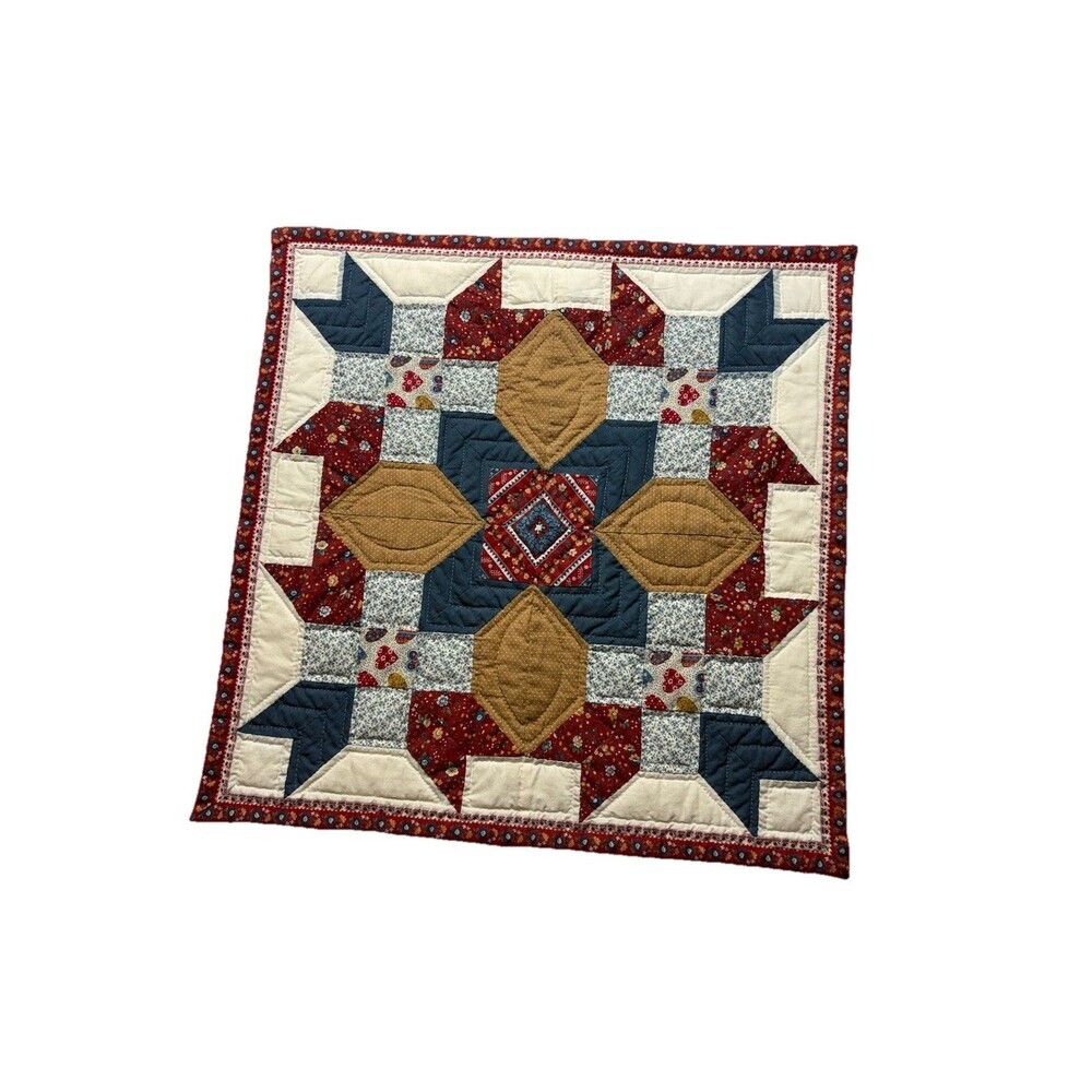 Handmade Floral Quilted Wall Hanging 21x21 Granny Cottage Grandma Core Decor